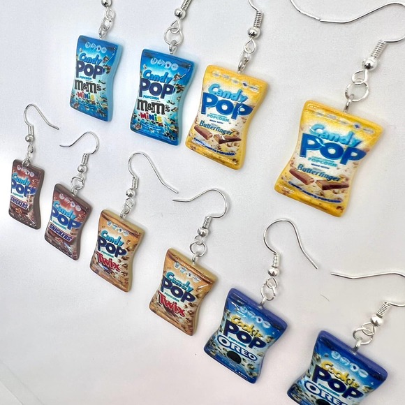 Candy Pop Earrings- Popcorn Earrings - M&M’s Earrings - Butterfinger Earrings - Picture 4 of 10